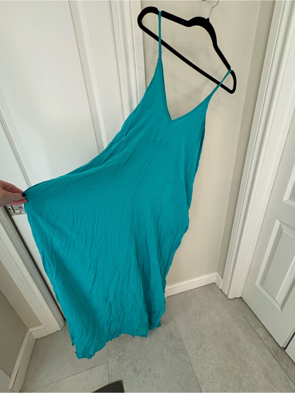 Elan Teal Slip Cover Up with V-Neck
